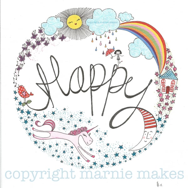 Make Your Own Happy- A5 Giclee Print 