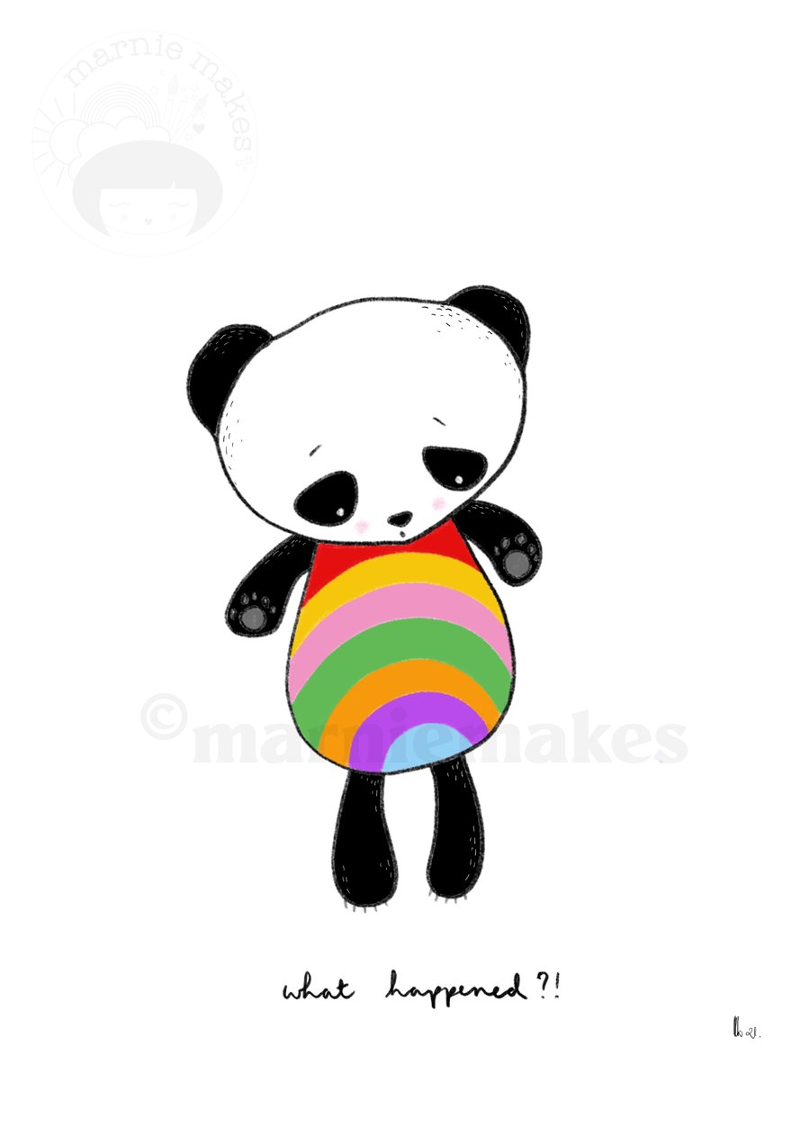 Rainbow Panda-  A5 Giclee Print (plus story poem