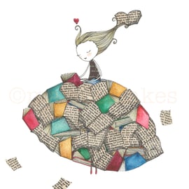 The Book Lover- A5 Giclee Print