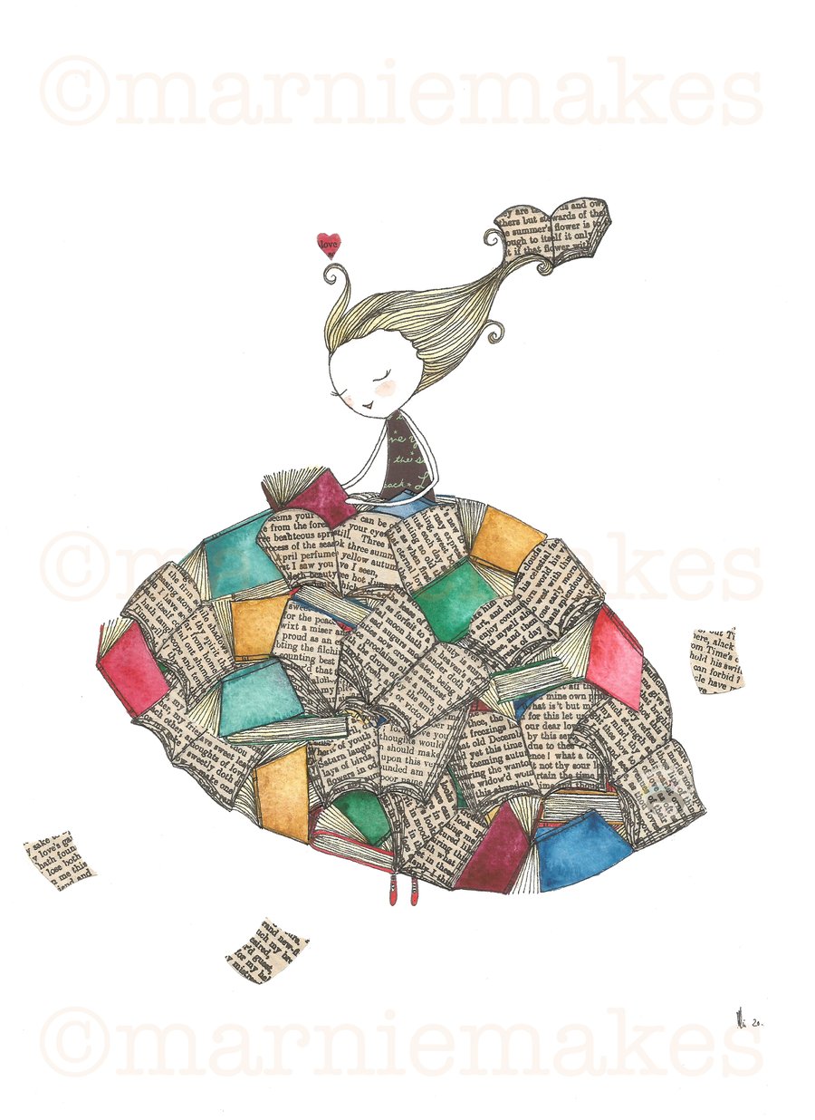 The Book Lover- A5 Giclee Print