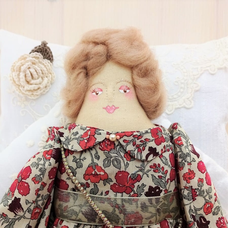 Adeline, A Handmade Folk Art Rag Doll
