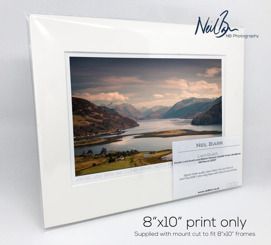 Loch Duich & Eilean Donan Castle Kintail Scotland - A5 (10" x 8") Unframed Print