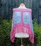 Wild Orchid and Blue Mix Crochet Poncho - Design A542