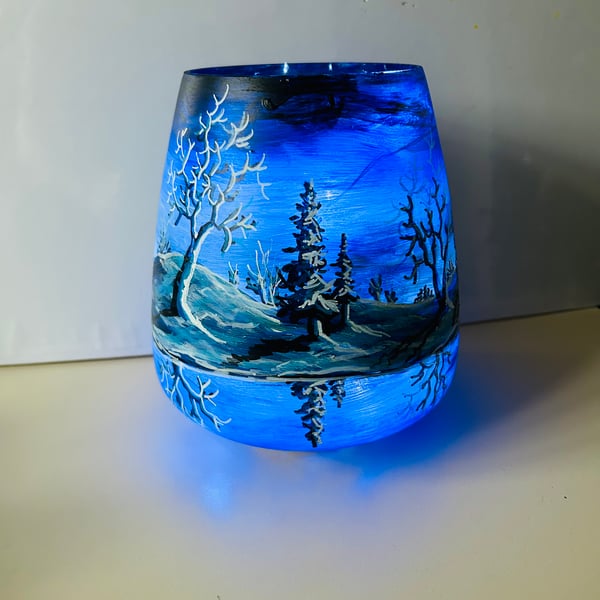 A hand painted and fired glass vase by Andrew Jenkins 