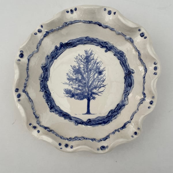 Blue ceramic trinket tray dish