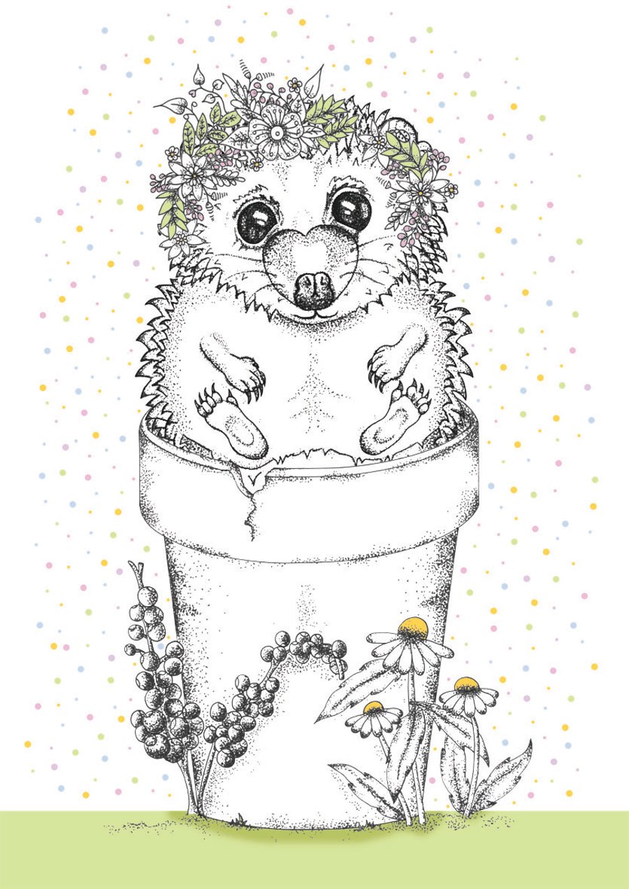 Illustration print - ‘Harry the Hedgehog' (A4 - foam board backing)
