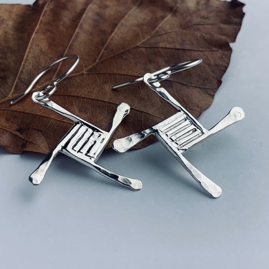 Recycled Sterling Silver Saint Brigids Cross Drop Earrings by Anam Cara Design