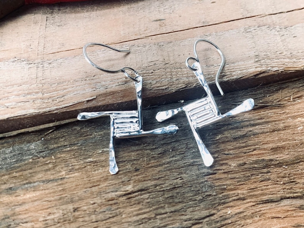 Recycled Sterling Silver Cross Drop Earrings: Sterling Silver