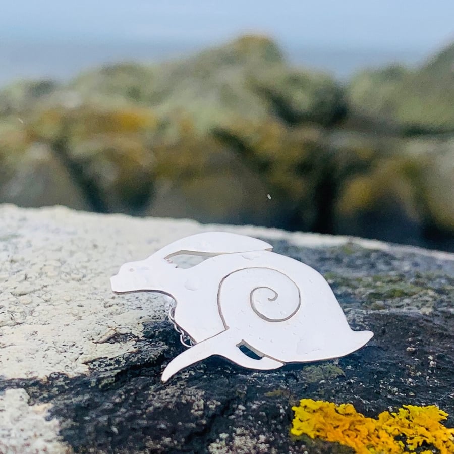 Recycled Sterling Silver Celtic Hare Pendant, Handmade in Scotland