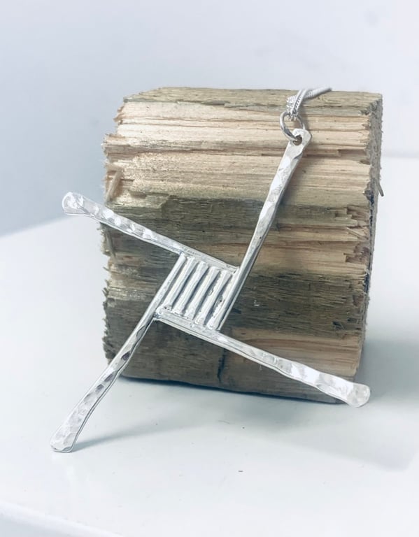 Saint Brigids Cross Sterling Silver Pendant, Handmade in Scotland