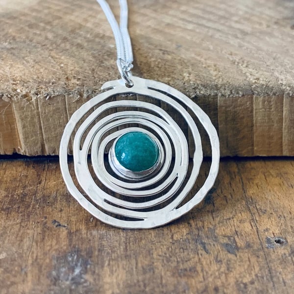 Recycled Sterling Silver Spiral Aventurine pendant