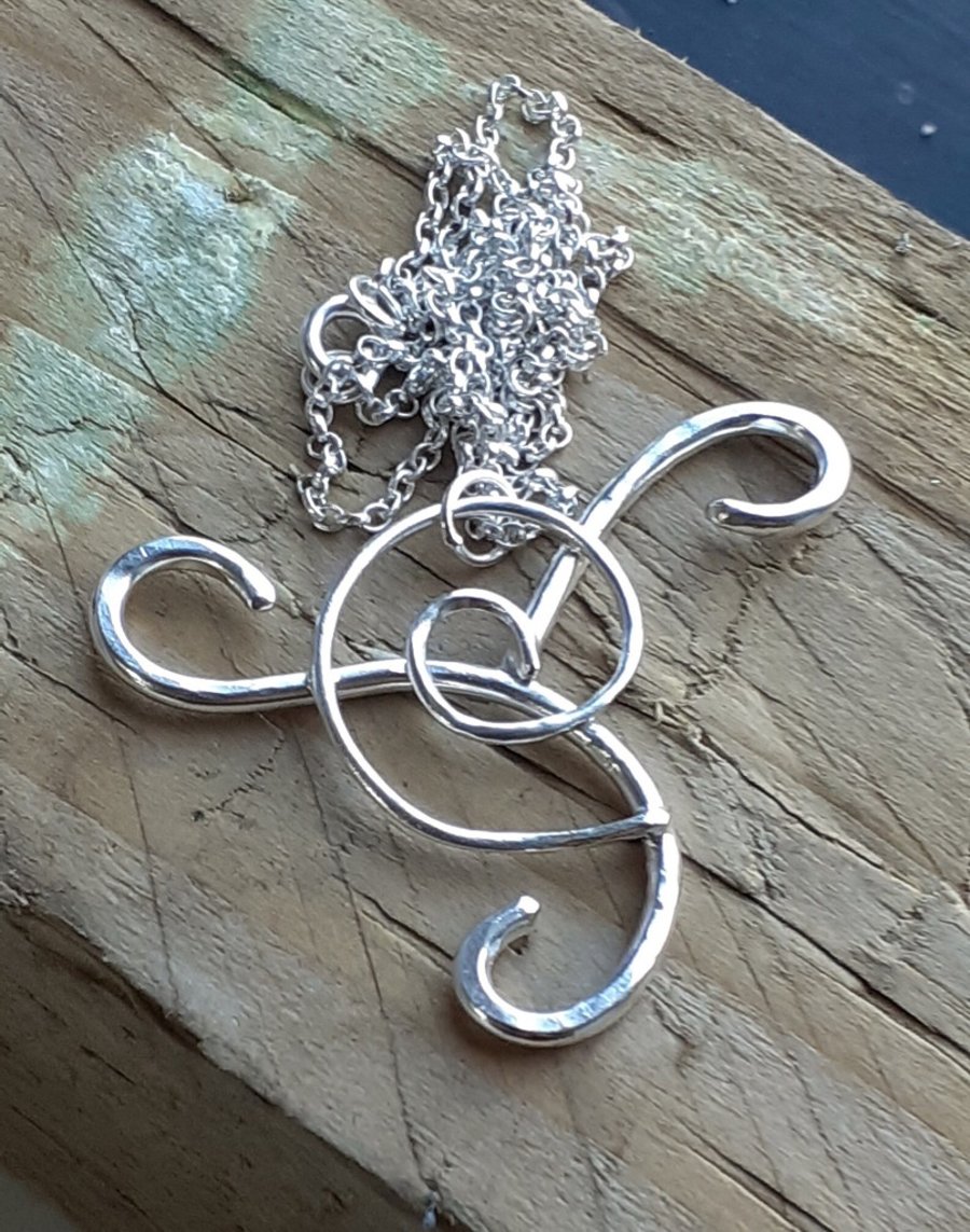 Recycled Handmade Sterling Silver Spiral Pendant