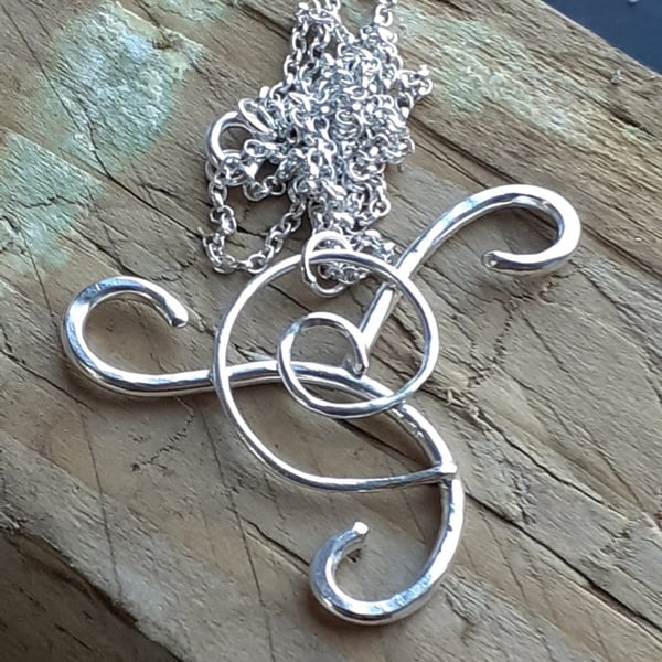 Recycled Handmade Sterling Silver Spiral Pendant, Handmade in scotland