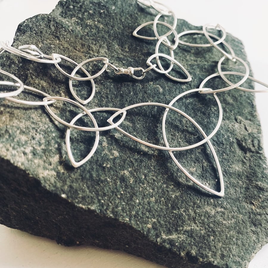 Recycled Sterling Silver Trinity knot Necklace 