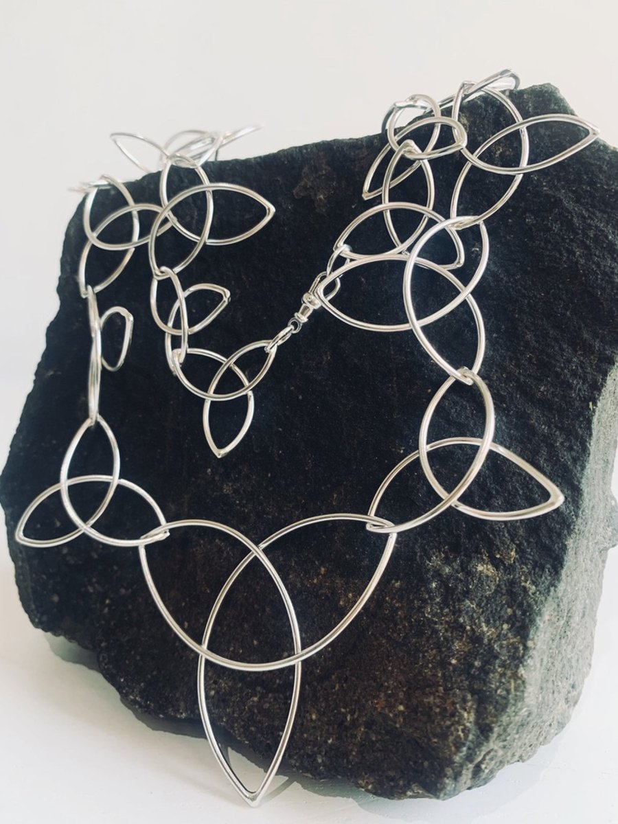 Recycled Sterling Silver Trinity knot Necklace 