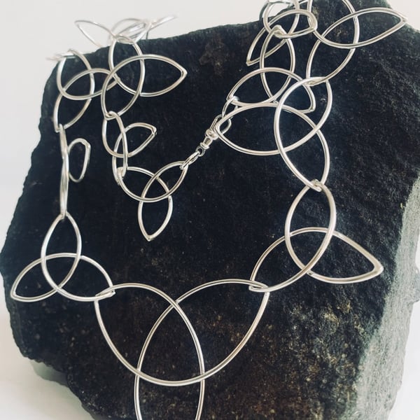 Recycled Sterling Silver Trinity knot Necklace 