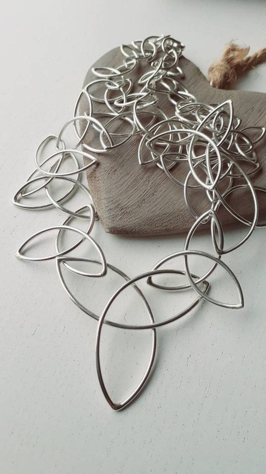 Recycled Sterling Silver Trinity knot Necklace 