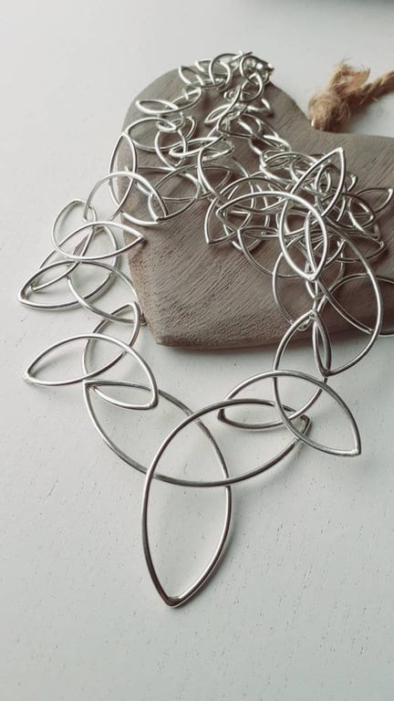 Recycled Sterling Silver Trinity knot Necklace 