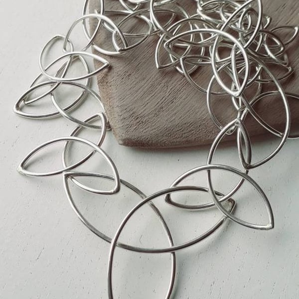 Recycled Sterling Silver Trinity knot Necklace 