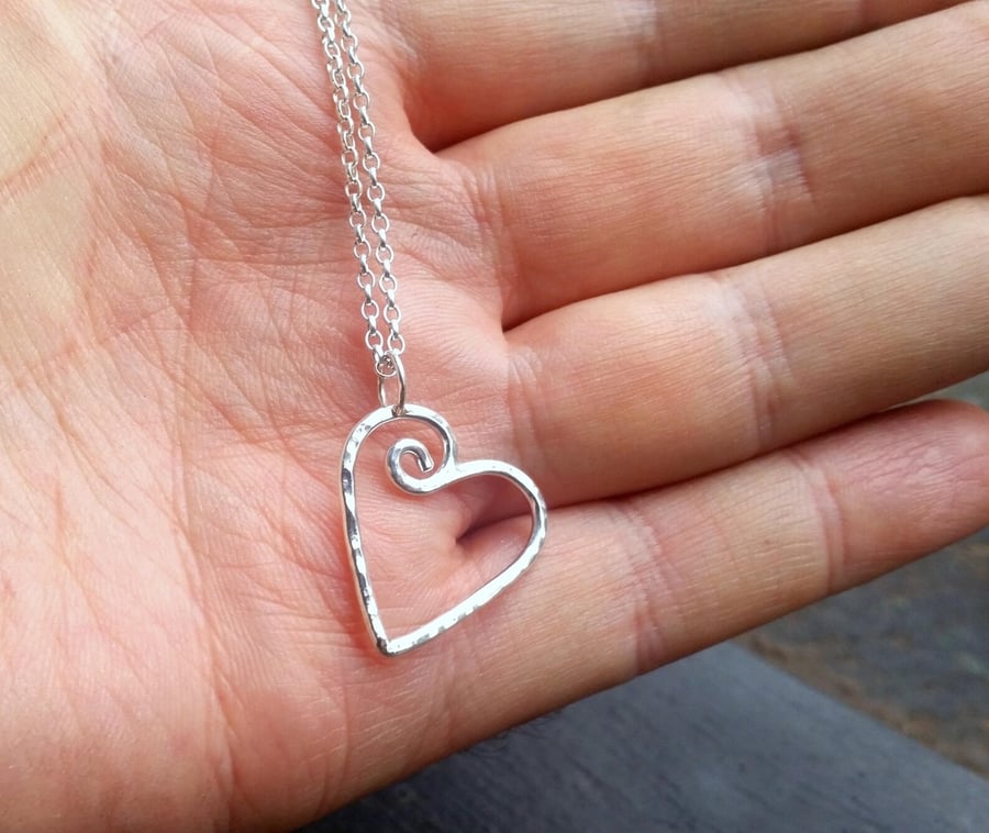 Recycled Sterling Silver Heart Pendant 
