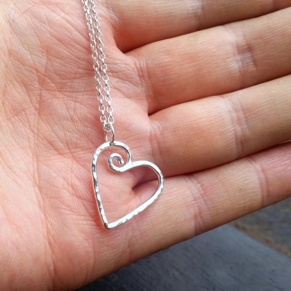 Recycled Sterling Silver Heart Pendant 