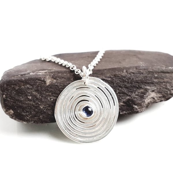Recycled Sterling Silver Spiral Topaz Pendant 