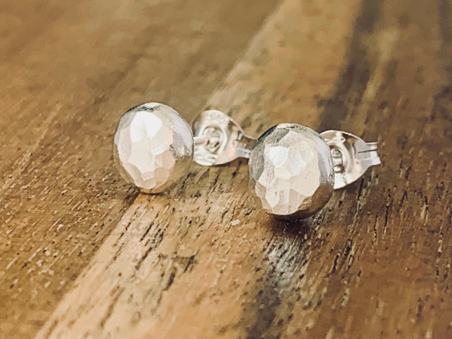 Recycled Handmade Sterling Silver Stud Earrings, stud
