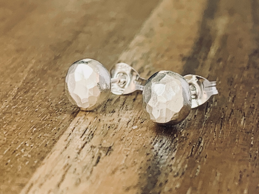 Recycled Handmade Sterling Silver Stud Earrings, stud