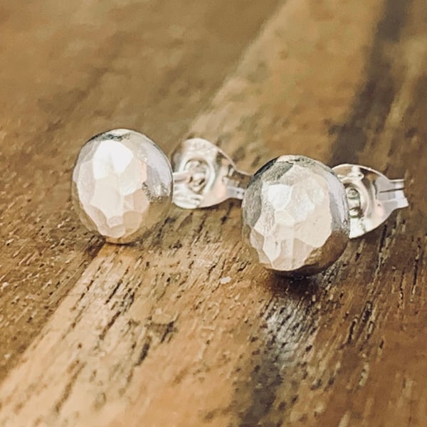 Recycled Handmade Sterling Silver Stud Earrings, stud