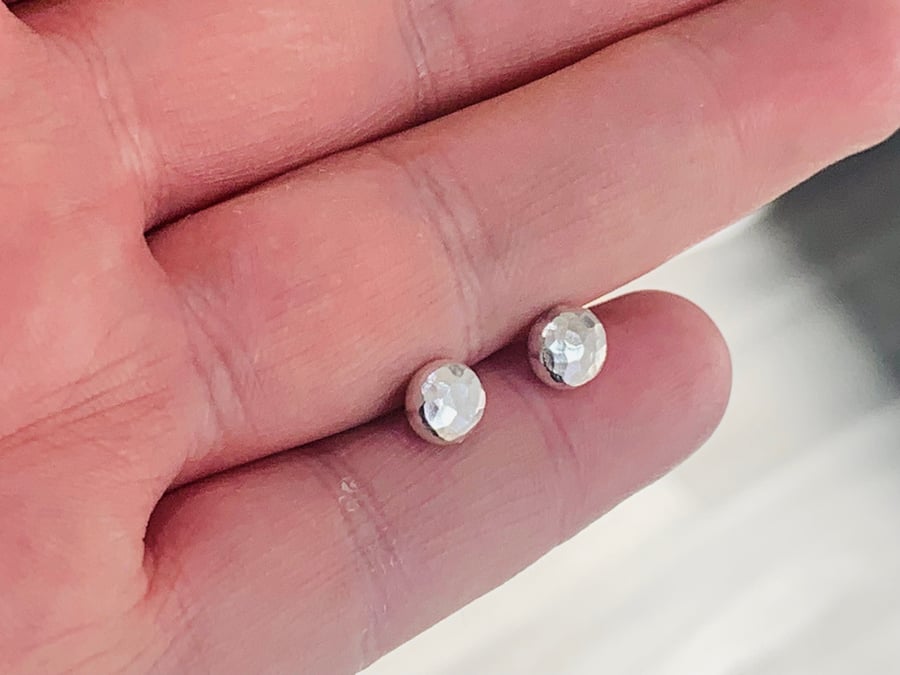 Recycled Handmade Sterling Silver Stud Earrings : Wedding