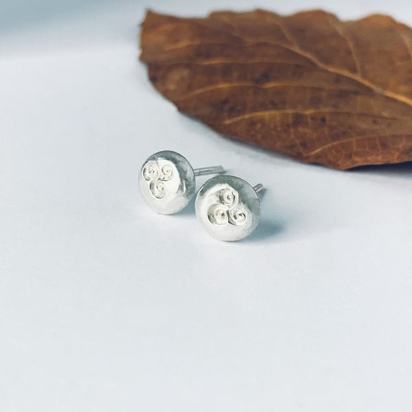 Recycled Sterling Silver Spiral Stud Earrings