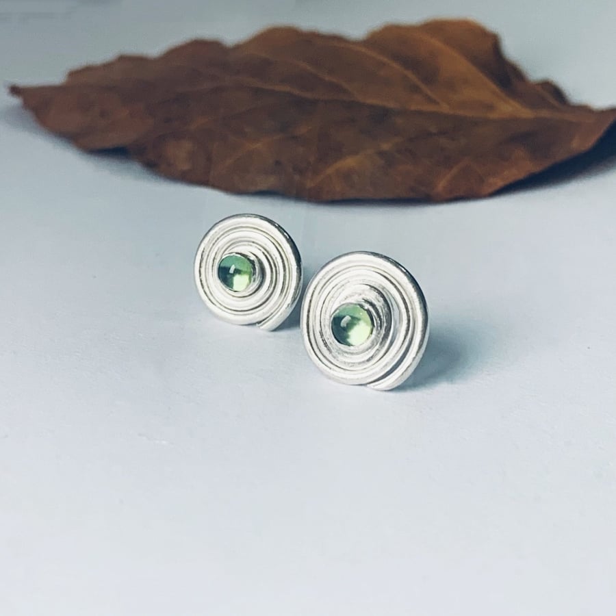 Recycled Sterling Silver Spiral Stud Earrings