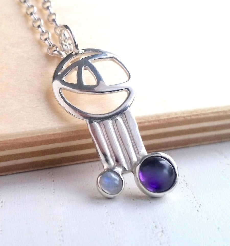 Recycled Art Deco Sterling Silver Pendant
