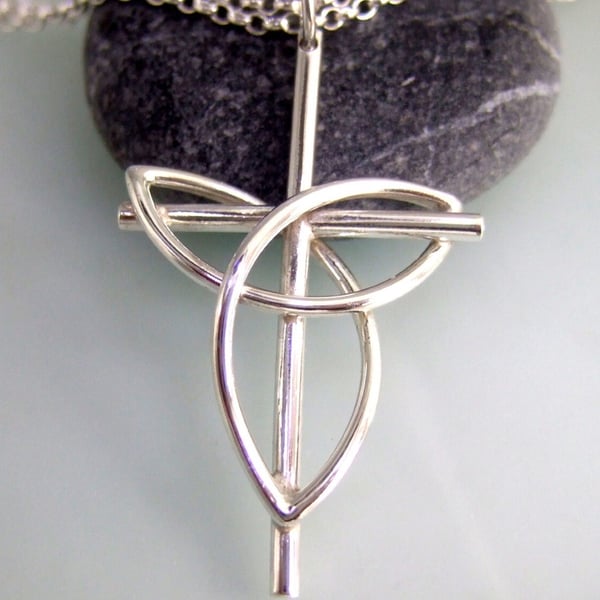 Recycled Sterling Silver Trinity Cross Pendant 