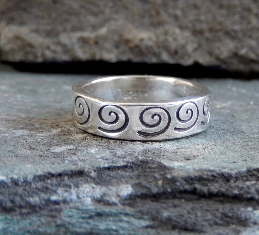 Recycled Handmade Sterling Silver Spiral Ring, handmade in Scotland