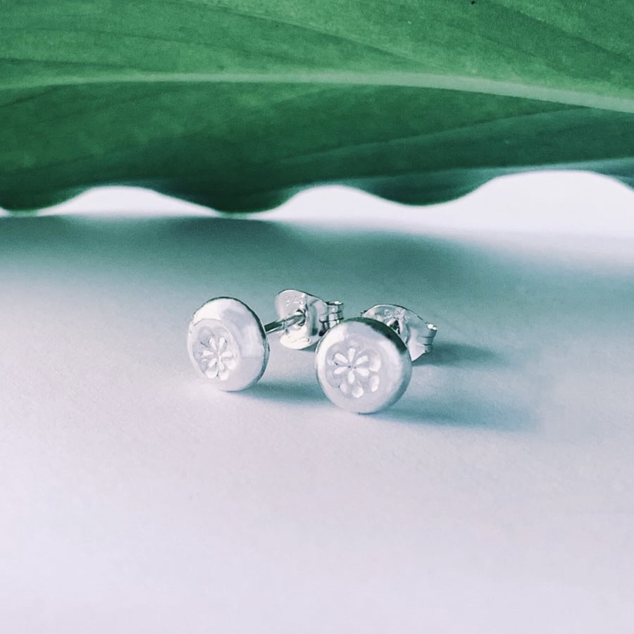 Recycled Handmade Sterling Silver Flower Stud e Folksy