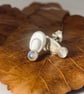 Recycled Handmade Sterling Silver Petal Moonstone Earrings