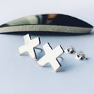  Sterling Silver Saltire Stud Earrings, Handmade in Scotland