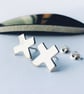  Sterling Silver Saltire Stud Earrings, Handmade in Scotland