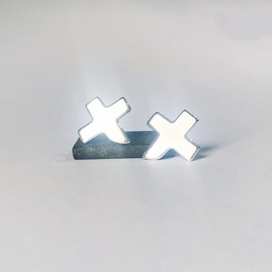  Sterling Silver Saltire Stud Earrings, Handmade in Scotland, Stud earrings