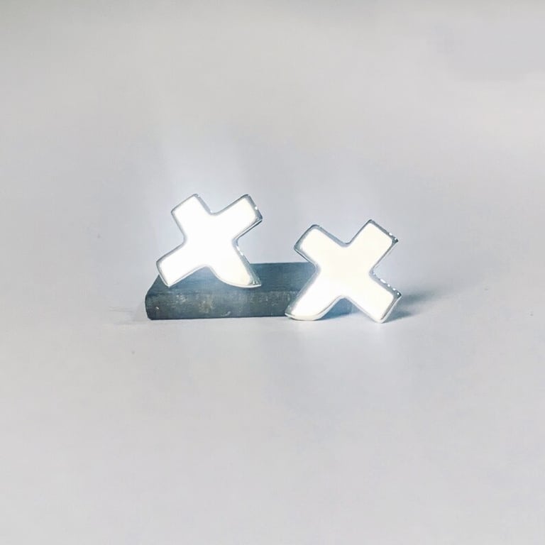  Sterling Silver Saltire Stud Earrings, Handmade in Scotland, Stud earrings