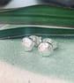 Recycled Handmade Sterling Silver Stud Earrings, Silver