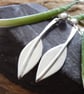 Recycled Sterling Silver handmade Leaf Drop Earrings: Wedding