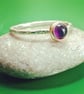 Recycled Handmade Sterling Silver & Gold Amethyst Ring: Gold