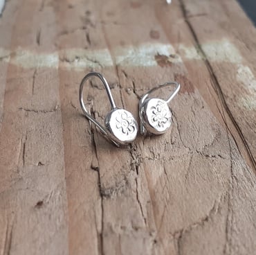 Recycled Sterling Silver Flower Hook earrings
