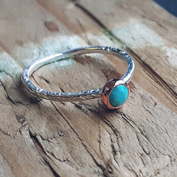 Recycled Handmade Sterling Silver & Gold Amazonite Ring