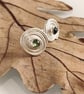 Recycled Sterling Silver Tourmaline Spiral Stud Earrings: silver
