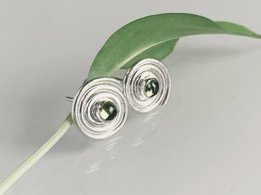 Recycled Sterling Silver Spiral Stud Earrings