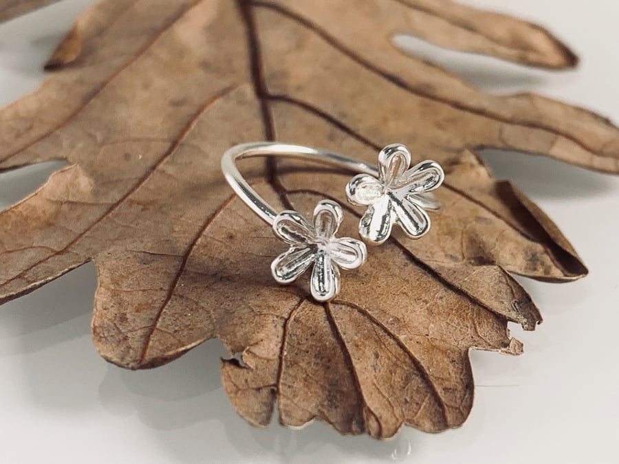 Recycled Handmade Sterling Silver Flower Ring