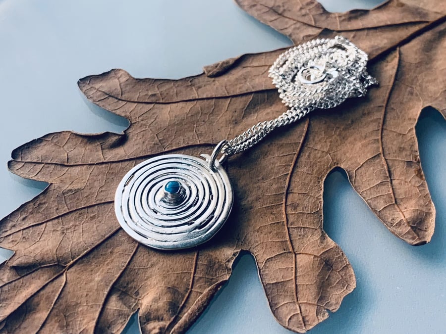 Recycled Sterling Silver Spiral Topaz Pendant 